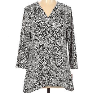 NWT Nanette Lepore Ivory Multi Animal Print V-Neck Tunic Size L
